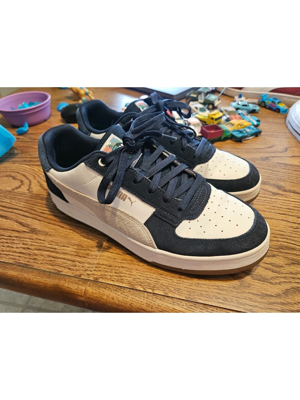 PUMA Caven 2.0 Navy Blue/White Low Top Lace-Up Sneakers Solid Men's 10.5